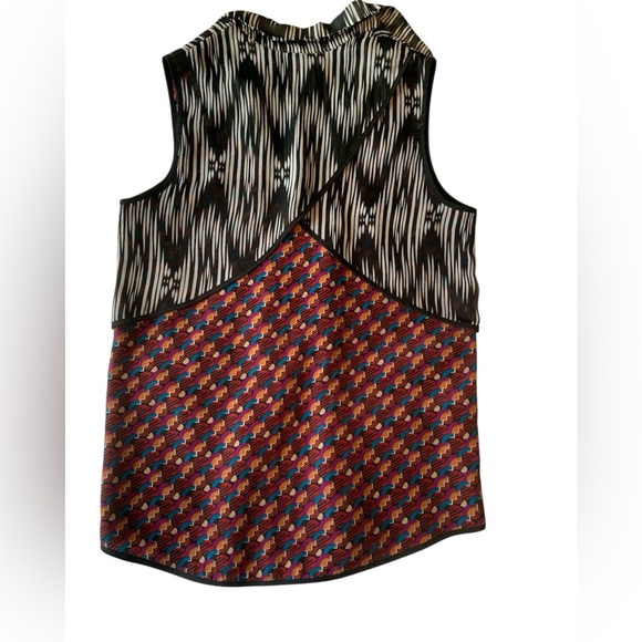 Unique pattern print top designer Bar 3 sleeveless tank blouse XS Small artsy - Picture 7 of 8
